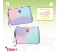 Pouch Borsello TintaUnita Be Happy PU Gradient 21x16x6cm con Laccio polso e Zip