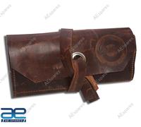 Pouch In Pelle Marrone Vintage Per Attrezzi Con Incisione AEs