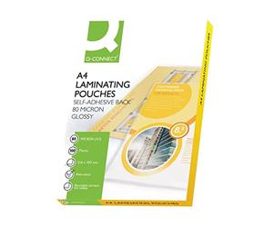 Pouches autoadesive per plastificatrici 2x80 µm finitura lucida A4 Q-Connect conf. 100 pezzi - KF11414