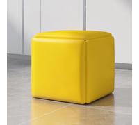 Pouf 5 in 1 con ruote girevoli, poggiapiedi impilabile, poltrona versatile per soggiorno e camera da letto, 45 x 45 cm, elegante accento giallo per mobili