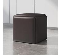 Pouf 5 in 1 con ruote girevoli, poggiapiedi mobile e sedia impilabile, in pelle sintetica, per salone e camera da letto, nero (35,6 x 35,6 cm)