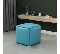 Pouf 5 in 1 in pelle sintetica multifunzionale con poggiapiedi arrotolabile ed elegante sedia da toeletta elegante blu soluzione per la decorazione della casa