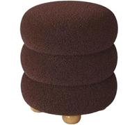 Pouf a Cilindro Contenitore in Velluto, Poggiapiedi per Scrivania, Toeletta Trucco,Poggiapiedi Tondo con Contenitore Integrato,da Camera o Salotto,N (Size:Grande,Color:Marrone)