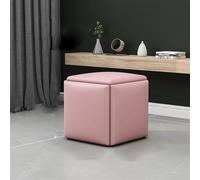 Pouf a cubo 5 in 1 rosa in finta pelle - poggiapiedi multifunzionale con ruote rimovibili, perfetto per la decorazione della casa e nization