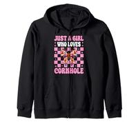 Pouf a Forma di Civetta «Just A Girl Who Loves Cornhole Player» Felpa con Cappuccio
