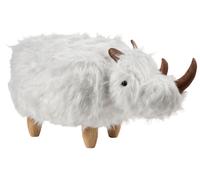 Pouf Animaletto Forma Rinoceronte Finta Pelliccia bianco Woolly