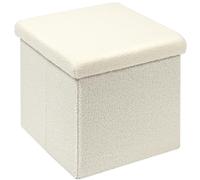 Pouf Baule Pieghevole Salvaspazio Ecru Poggiapiedi Contenitore 38x38x38cm