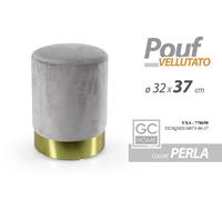 POUF CILINDRICO MODERNO POGGIAPIEDI TONDO SGABELLO POUFF VELLUTO PERLA Ø3237cm