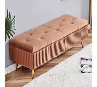 Pouf con vano portaoggetti in velluto e gambe in metallo dorato - Sgabello imbottito con poggiapiedi imbottito e spazio per soggiorno e camera da letto - Panca sulla preghiera (dimensioni: 80 x 40 x