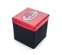 Pouf contenitore con coperchio A.C. Milan rosso e nero 31x31x33 cm