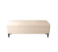 Pouf contenitore con piano ribaltabile base moderna in metallo panca imbottita rettangolare panca portascarpe multifunzionale per soggiorno camera da letto negozio (150×40×43 cm/bianco crema)