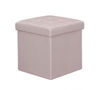 Pouf contenitore cubo baule quadrato 38x38 cm rivestito in ecopelle