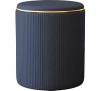 Pouf Contenitore Ecopelle Blu Decoro Oro Poggiapiedi Seduta Imbottita 35x45cm