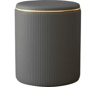 Pouf Contenitore Ecopelle Grigio Decoro Oro Poggiapiedi Seduta Imbottita 35x45cm