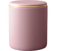 Pouf Contenitore Ecopelle Rosa Decoro Oro Poggiapiedi Seduta Imbottita 35x45cm