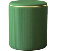 Pouf Contenitore Ecopelle Verde Decoro Oro Poggiapiedi Seduta Imbottita 35x45cm