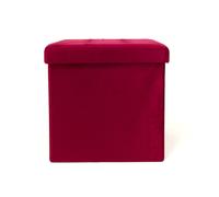 Pouf Contenitore Imbottito Salvaspazio Portaoggetti Modello Velvet Bordeaux