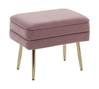 Pouf contenitore imbottito velluto rosa e gambe dorate 49 cm Odessa