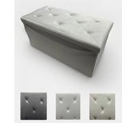 POUF CONTENITORE IN VELLUTO POUFF PANCA GURU CON IMPUNTATURE 76X38X38 CM