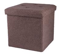 Pouf contenitore multiuso effetto teddy, tortora, Sibilla