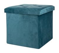 Pouf contenitore multiuso effetto velluto 38x38xh.38 cm, ottanio, Sibilla
