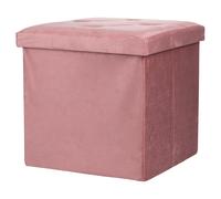 Pouf contenitore multiuso effetto velluto 38x38xh.38 cm, rosa antico, Sibilla