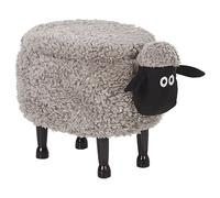 Beliani Pouf Contenitore per Bambini Finta Pelliccia Grigia con Gambe Legno
