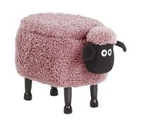 Pouf Contenitore per Bambini Finta Pelliccia Rosa con Gambe Legno Sheep