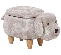 Beliani Pouf Contenitore per Bambini in Velluto Beige con Gambe in Legno