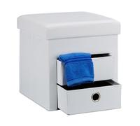 Pouf Contenitore Pieghevole, Scomparto Interno, 2 Cassetti Rimovibili, Cubo, Fin