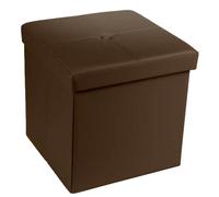 POUF CONTENITORE POGGIAPIEDI CUBO DIVANO MODERNO SEDIA ECOPELLE PVC MARRONE 40cm