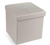 POUF CONTENITORE POGGIAPIEDI CUBO DIVANO MODERNO SEDIA ECOPELLE PVC TORTORA 40cm
