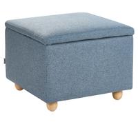 Beliani Pouf contenitore Poggiapiedi imbottito con contenitore Seduta per ingresso Blu