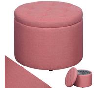Pouf Contenitore Poggiapiedi in Tessuto Rosa Sgabello con 12 Scomparti Interni