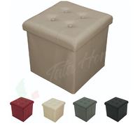 Pouf Contenitore Pouff Poggiapiedi ecopelle con BOTTONI Sgabello 38X38X38 cm