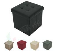 Pouf Contenitore Pouff Poggiapiedi ecopelle con BOTTONI Sgabello 38X38X38 cm