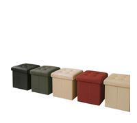 Pouf contenitore quadrato in ecopelle trapuntata con bottoni 38x38 cm