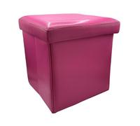 Pouf Contenitore Quadrato in Pelle Colore Rosa Vivace 40 x 40 x 40 cm