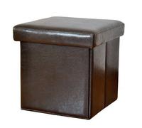Pouf Contenitore Quadrato in pelle Marrone 40 x 40 x 40 cm