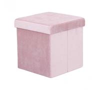 POUF CONTENITORE QUADRATO IN VELLUTO ROSA