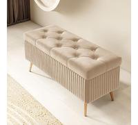 Pouf contenitore rettangolare, cassapanca contenitore da interno/camera da letto panca, sgabello contenitore in legno, panca contenitore ingresso, pouf contenitore con piedini (Size:120cm,Color:A)