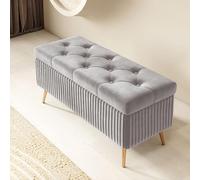 Pouf contenitore rettangolare, cassapanca contenitore da interno/camera da letto panca, sgabello contenitore in legno, panca contenitore ingresso, pouf contenitore con piedini (Size:120cm,Color:K)