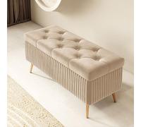 Pouf Contenitore Rettangolare in Legno - Cassapanca Interna, Panca con Piedini per Camera da Letto e Ingresso (Colore: )