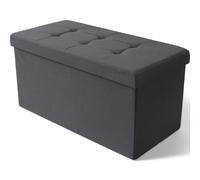 Pouf contenitore rettangolare in stoffa nero 76x38xH38 cm