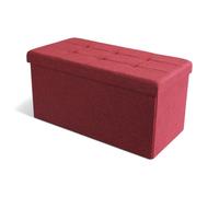 Pouf contenitore rettangolare in tessuto rosso 76x38xH38 cm