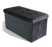 Pouf contenitore rettangolare in velluto nero 76x38xH38