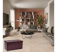 Pouf contenitore rettangolare panca in ecopelle pouf salvaspazio Marrone