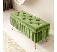 Pouf Contenitore Rettangolare - Panca in Legno con Piedini Interni per Camera da Letto, Sgabello, Cassapanca per Ingresso