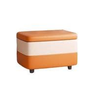 Pouf contenitore rettangolare, pouf in similpelle con coperchio rimovibile, pouf multifunzionali, panca da fine letto, sgabello poggiapiedi imbottito oversize per soggiorno e sala trucco(Orange)