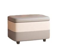 Pouf contenitore rettangolare, pouf in similpelle con coperchio rimovibile, pouf multifunzionali, panca da fine letto, sgabello poggiapiedi imbottito oversize per soggiorno e sala trucco(Gray)